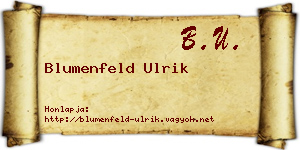 Blumenfeld Ulrik névjegykártya